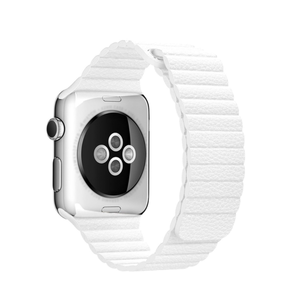 Image of (Gr. XL) Changee - Apple Watch (45/44/42 mm) Ersatz Echtleder Armband mit Magnetverschluss (Gelenkumfang 185-235 mm) - Weiss bei Apfelkiste.ch