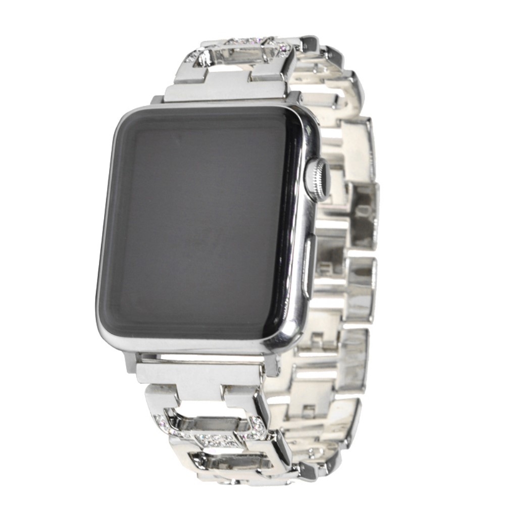 Apple Watch (42 mm / 44 mm) Edelstahl Armband im Glitzerlook - Silber