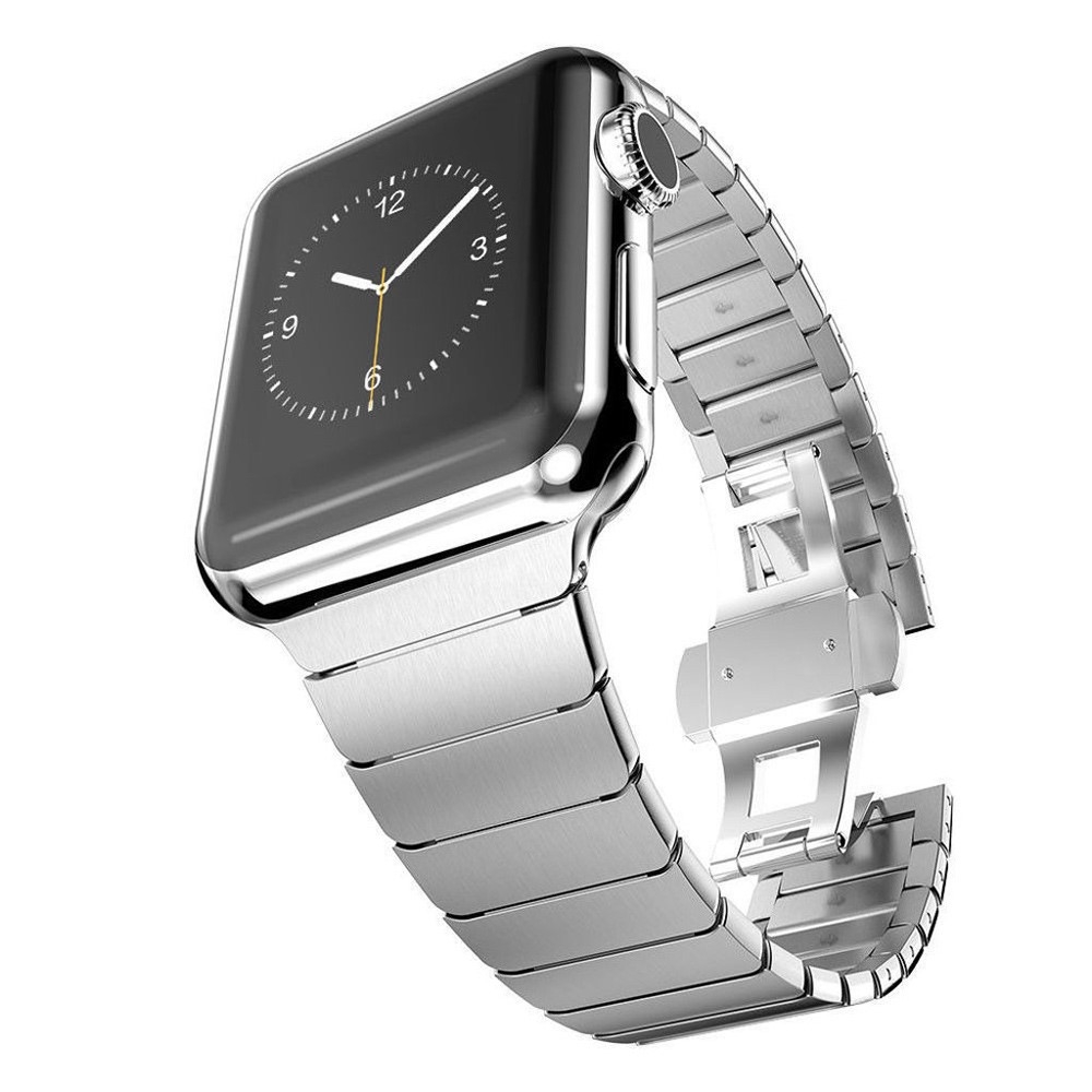 Apple Watch (42 mm / 44 mm) Edelstahl Armband mit Butterfly Verschluss - Silber