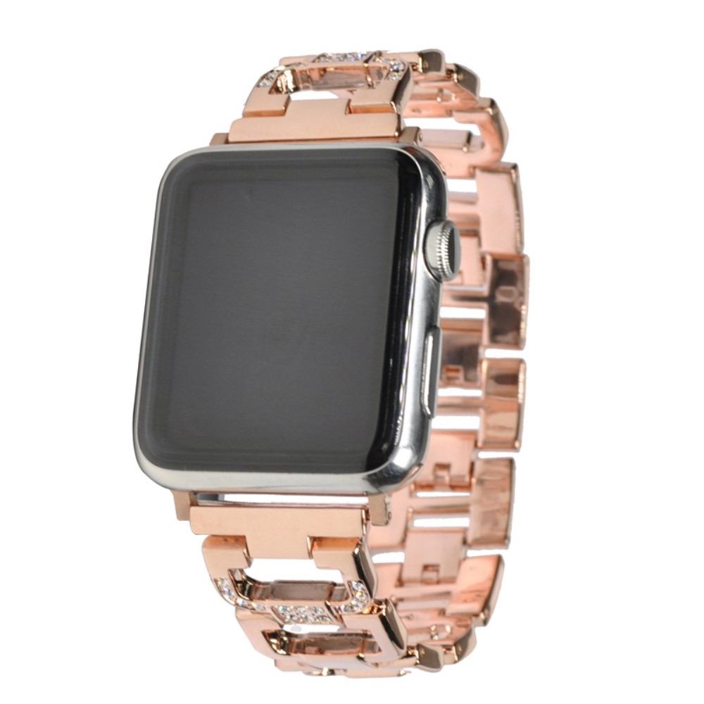 Apple Watch (42 mm / 44 mm) Edelstahl Armband im Glitzerlook - Roségold