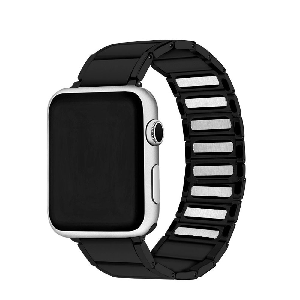 Image of (Gr. XXL) Apple Watch (41/40/38 mm) Edelstahl Armband mit Magnetverschluss (Gelenkumfang 220 mm) - Schwarz bei Apfelkiste.ch