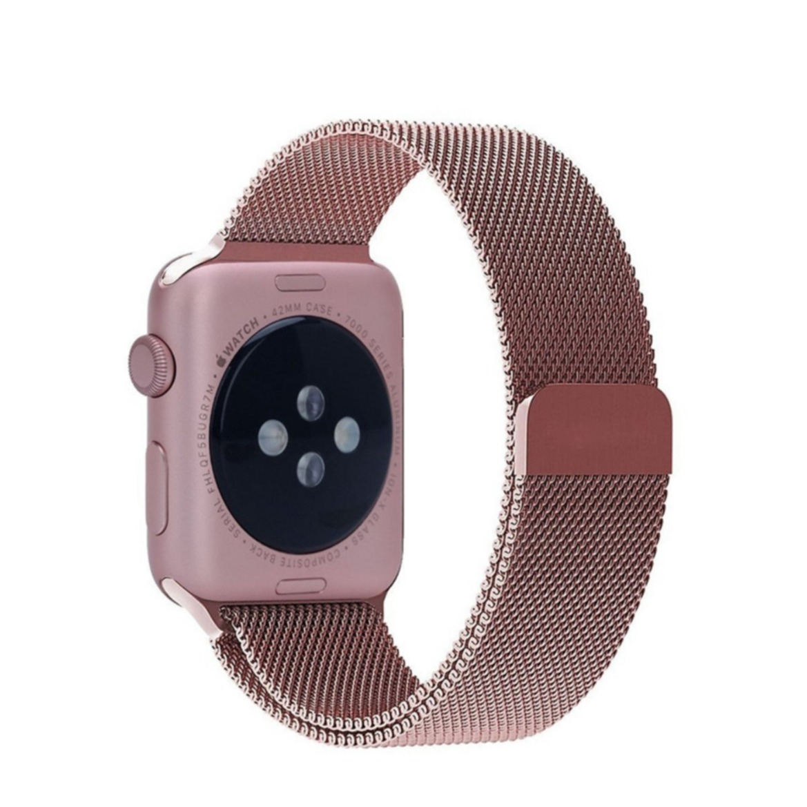 Image of Changee - Apple Watch (45/44/42 mm) Edelstahl Armband Milanaise-Geflecht mit Magnetverschluss - Pink bei Apfelkiste.ch