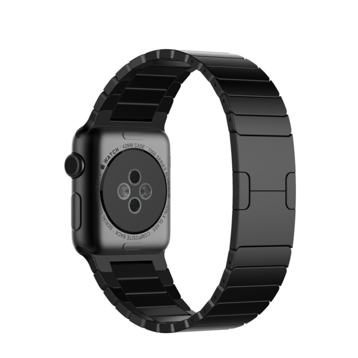 Image of Changee - Apple Watch (45/44/42 mm) Edelstahl Ersatz Armband mit Butterfly Verschluss - Schwarz bei Apfelkiste.ch