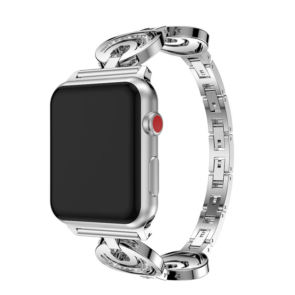 Image of Apple Watch (45/44/42 mm) Edles Edelstahl Armband im Glitzerlook - Silber bei Apfelkiste.ch