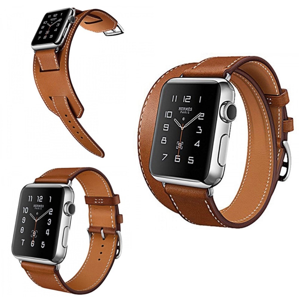 Apple Watch (42 mm / 44 mm) Modisches Manschetten Ersatz Echtleder Armband - Braun