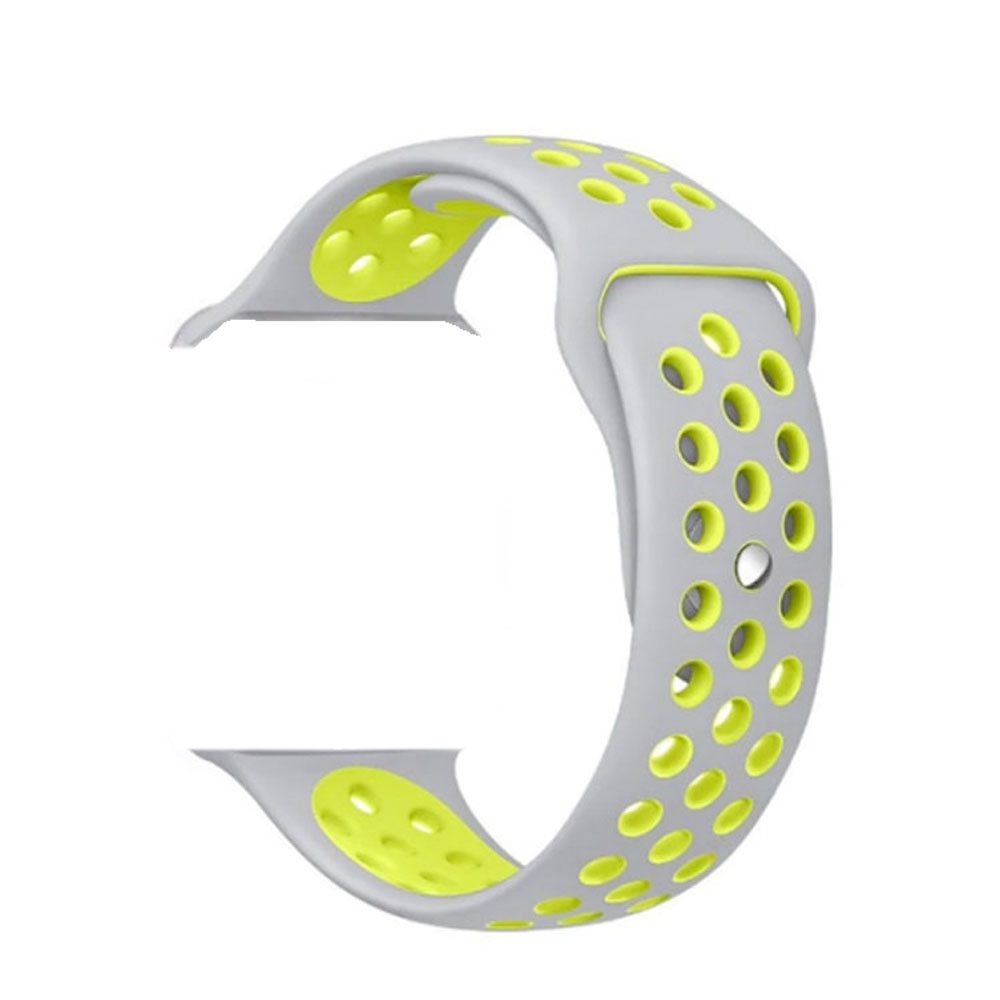 Apple Watch (42 mm / 44 mm) Ersatz Silikon Armband - Grau / Gelb