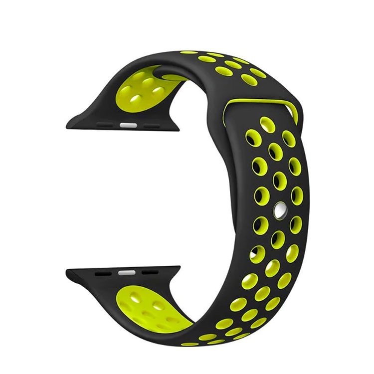 Apple Watch (42 mm / 44 mm) Ersatz Silikon Armband - Schwarz / Gelb