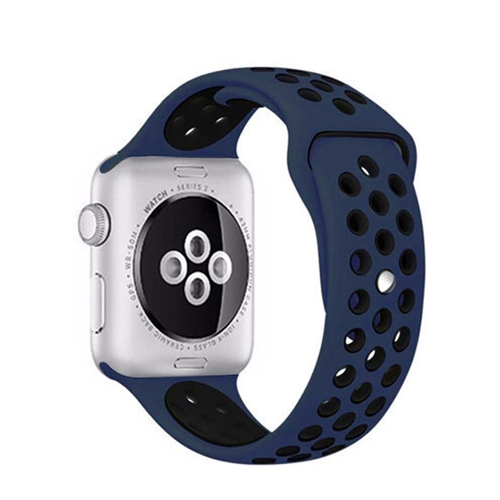 Image of (Gr. XS) Changee - Apple Watch (45/44/42 mm) Silikon Sport Armband Dual Color (Gelenkumfang: 147-230 mm) - Dunkelblau / Schwarz bei Apfelkiste.ch