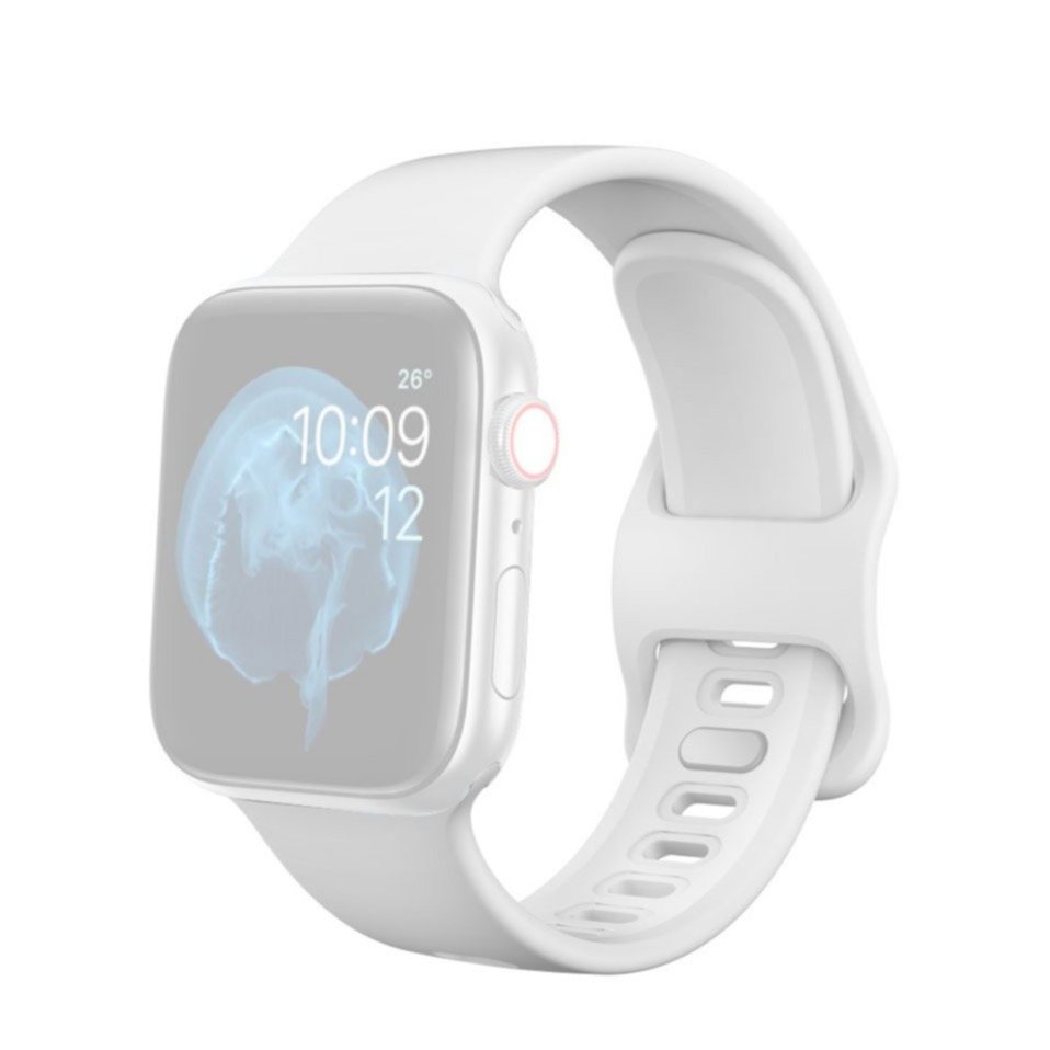 Image of Apple Watch (45/44/42 mm) Ersatz Silikon Sport Armband (Gelenkumfang: 170-220mm) - Weiss bei Apfelkiste.ch
