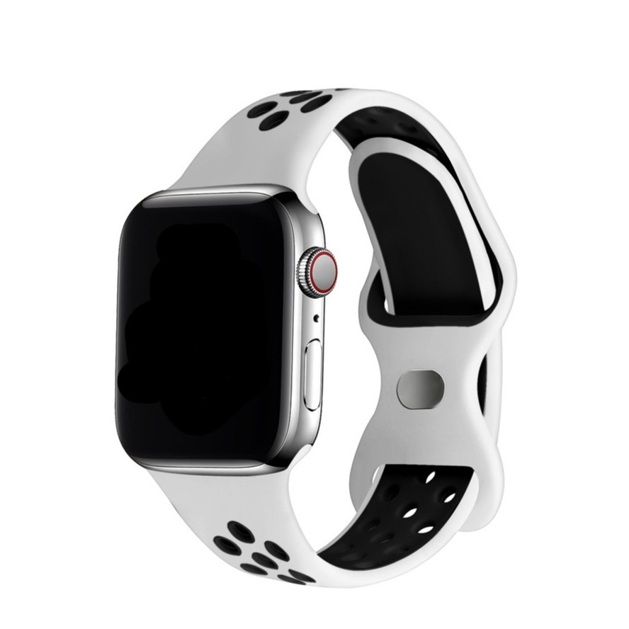 Image of Changee - Apple Watch (45/44/42 mm) Silikon Sport Armband Dual Color (Gelenkumfang: 190-230mm) - Weiss / Schwarz bei Apfelkiste.ch