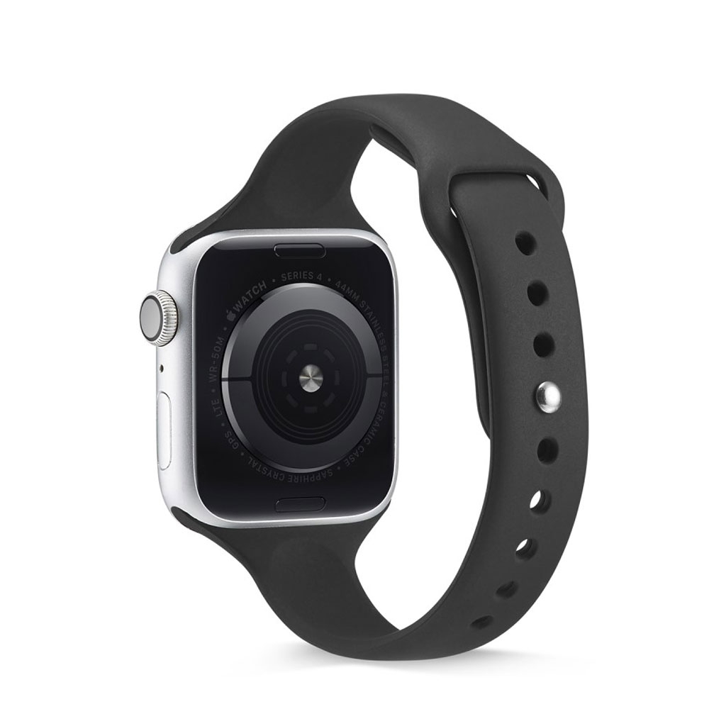 Image of (Gr. XL) Apple Watch (41/40/38 mm) Silikon Sport Armband Slim (Gelenkumfang 180-220mm) - Schwarz bei Apfelkiste.ch