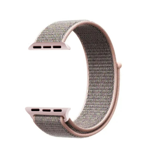 Image of (Gr. S) Changee - Apple Watch (41/40/38 mm) Nylon Klettverschluss Ersatz Armband (Gelenkumfang 155 - 213mm) - Rosa / Grau bei Apfelkiste.ch