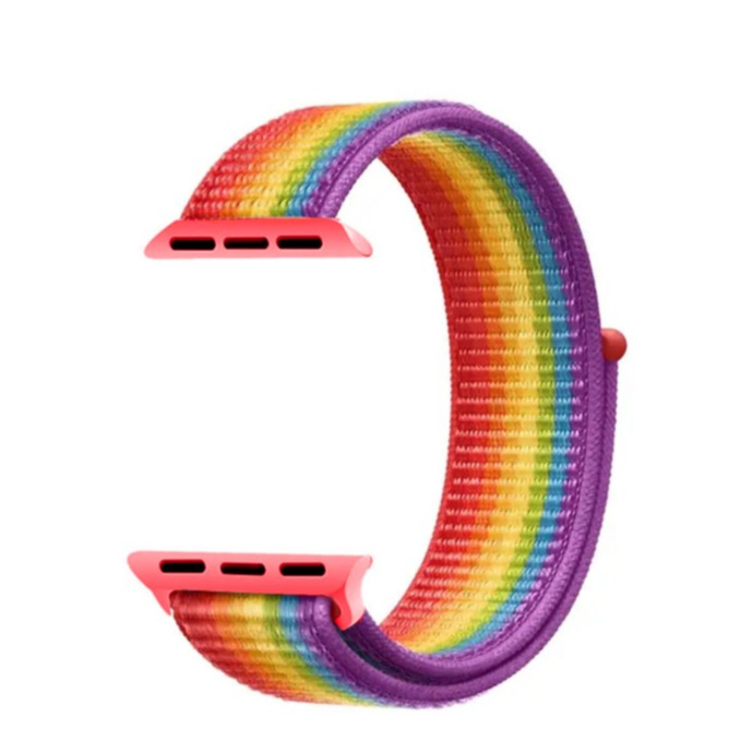 Image of (Gr. S) Changee - Apple Watch (41/40/38 mm) Nylon Klettverschluss Ersatz Armband (Gelenkumfang 155 - 213mm) - Rainbow bei Apfelkiste.ch