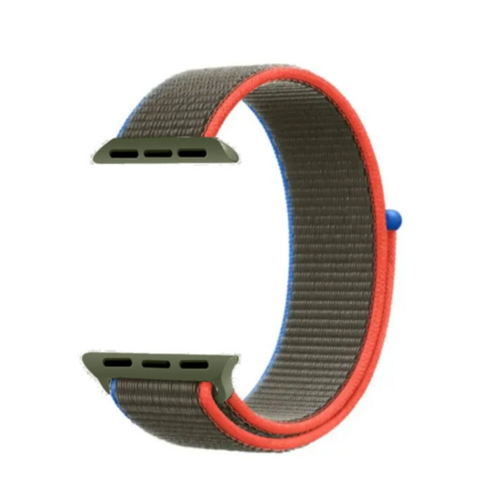 Image of (Gr. XL) Changee - Apple Watch (45/44/42 mm) Nylon Klettverschluss Ersatz Armband (Gelenkumfang 181 - 250mm) - Dunkelgrau / Blau bei Apfelkiste.ch