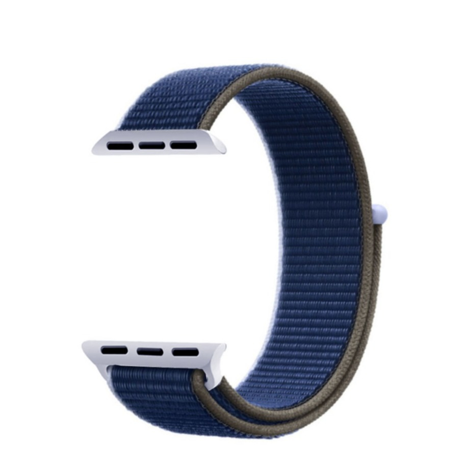 Image of (Gr. XL) Changee - Apple Watch (45/44/42 mm) Nylon Klettverschluss Ersatz Armband (Gelenkumfang 181 - 250mm) - Dunkelblau / Grün bei Apfelkiste.ch