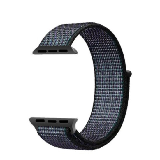 Image of (Gr. L) Changee - Apple Watch (45/44/42 mm) Nylon Klettverschluss Ersatz Armband (Gelenkumfang 176 - 249mm) - Blau / Lila bei Apfelkiste.ch