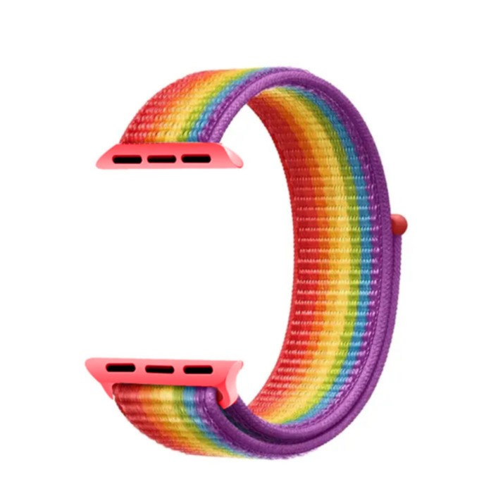 Image of (Gr. L) Changee - Apple Watch (45/44/42 mm) Nylon Klettverschluss Ersatz Armband (Gelenkumfang 176 - 246mm) - Rainbow bei Apfelkiste.ch