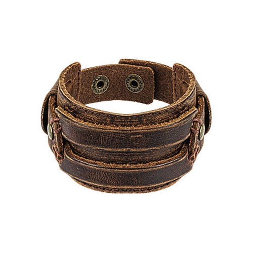 Image of Echtleder Herren Armband Breit - Braun bei Apfelkiste.ch