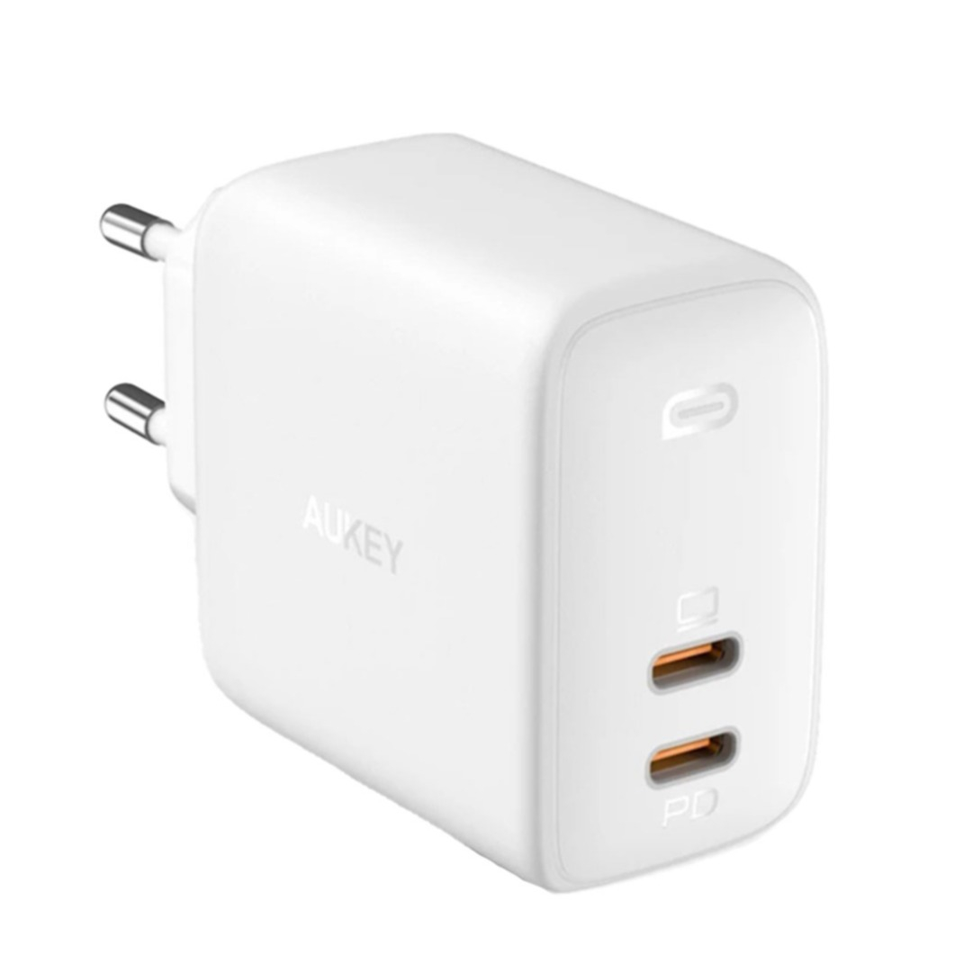 Image of Aukey - (65W) Small Dual USB C GaN Netzladegerät Quick Charge 3.0 Power Delivery (PA-B4) - Weiss (Matt) bei Apfelkiste.ch