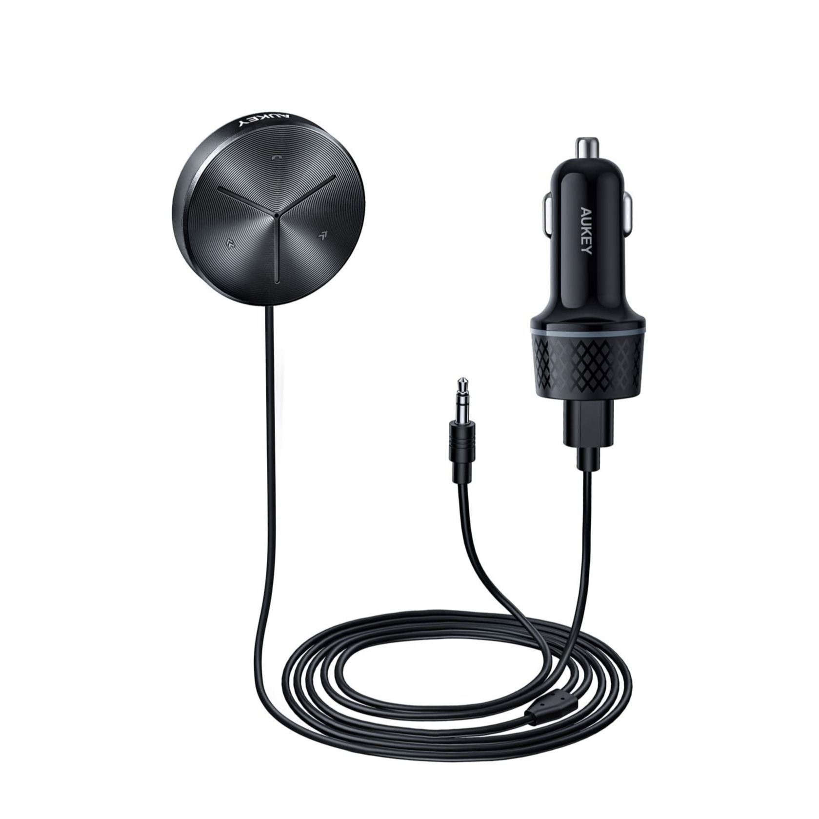 Image of Aukey - (3.4A) BR-C8 Auto KFZ Audio Bluetooth Transmitter Freisprecheinrichtung 3.5" Klinke Anschluss + Dual USB Ladegerät - Schwarz bei Apfelkiste.ch
