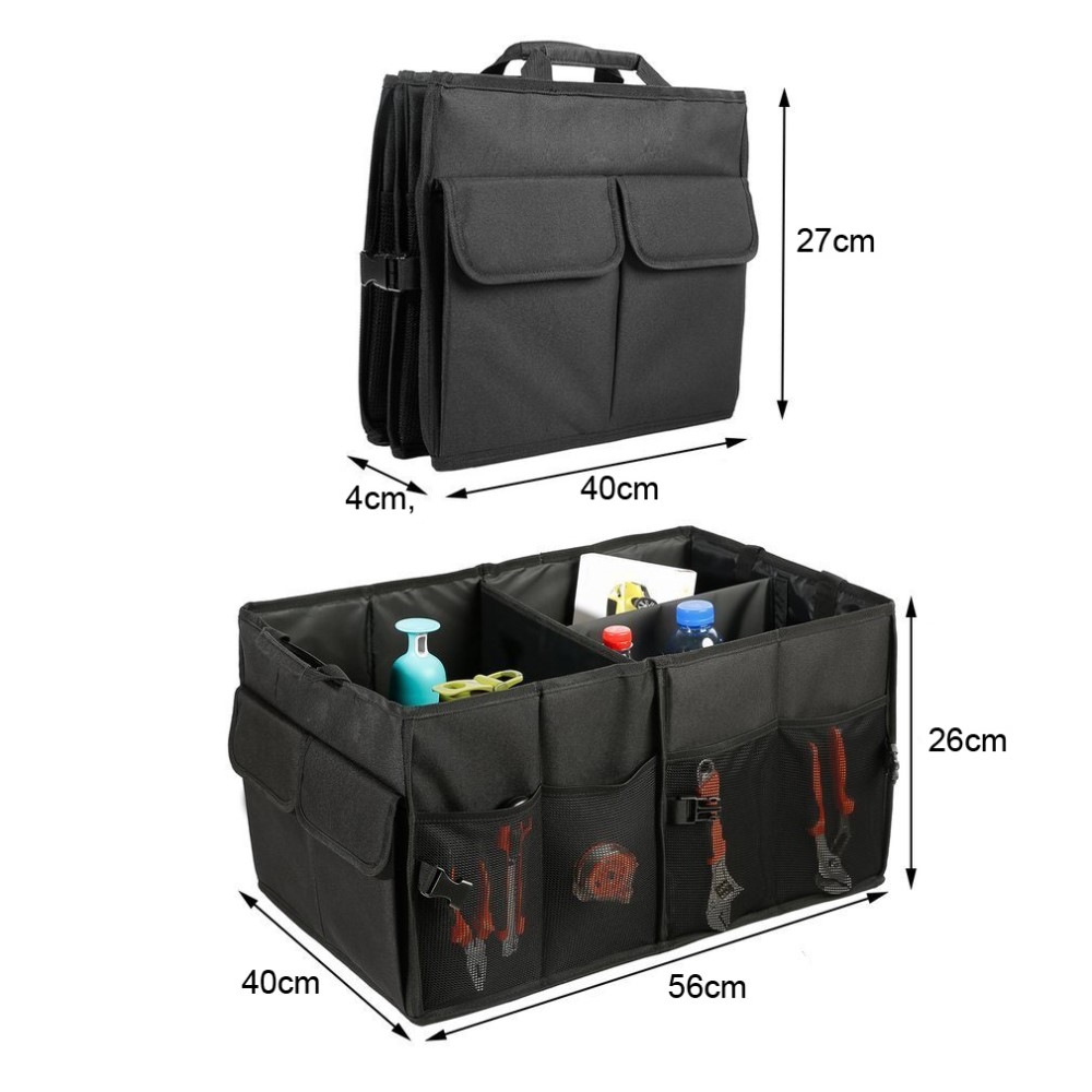 Auto Kofferraumbox Organizer Tasche mit Tragegriffe - Schwarz