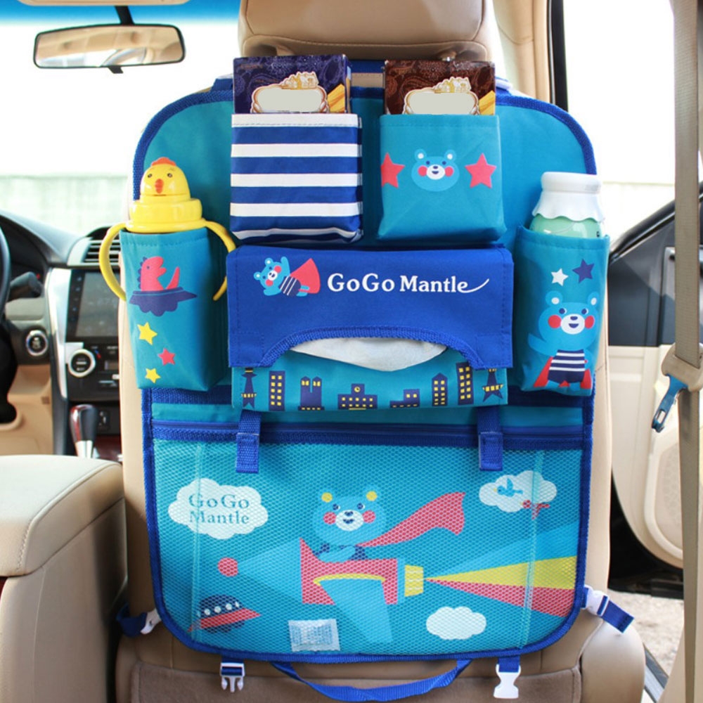 Image of (54x41cm) Auto Rücksitz Kinder Aufbewahrungs Hänge Beutel Organizer Tasche Rücklehnen Schutz - Bärchen bei Apfelkiste.ch