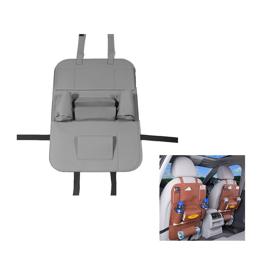 Image of (56x40cm) Auto Leder Rücksitz Aufbewahrungs Hänge Beutel Organizer Tasche Rücklehnen Schutz - Grau bei Apfelkiste.ch