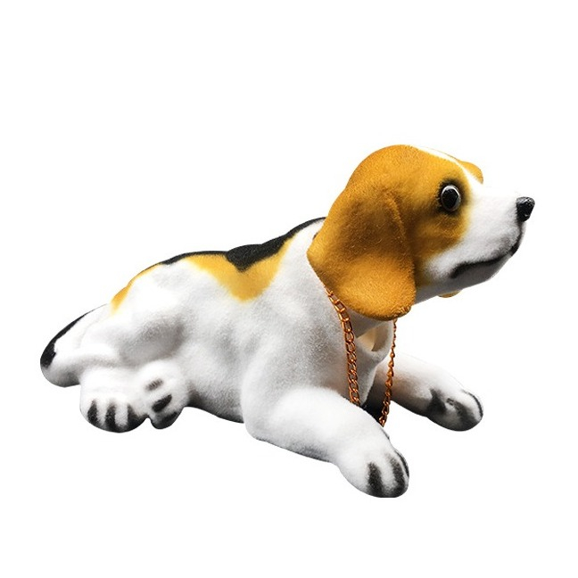 Image of Auto Wackel Dackel Heckscheiben / Armaturenbrett Accessoire - Weiss / Braun bei Apfelkiste.ch