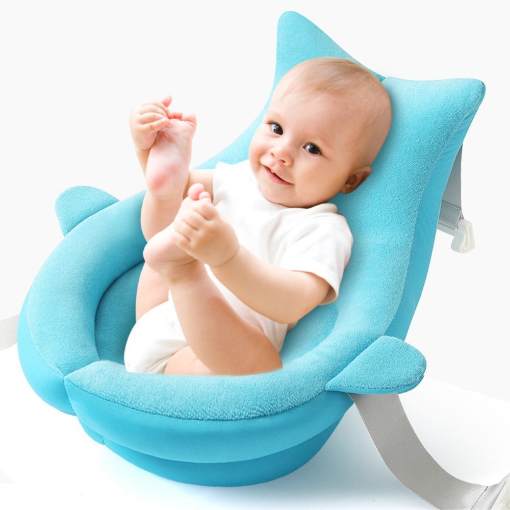 Image of (47x31cm) Baby Kinder Kissensitz Badekissen Anti-Rutsch Schwimmkissen Badewannen Matte - Blau bei Apfelkiste.ch