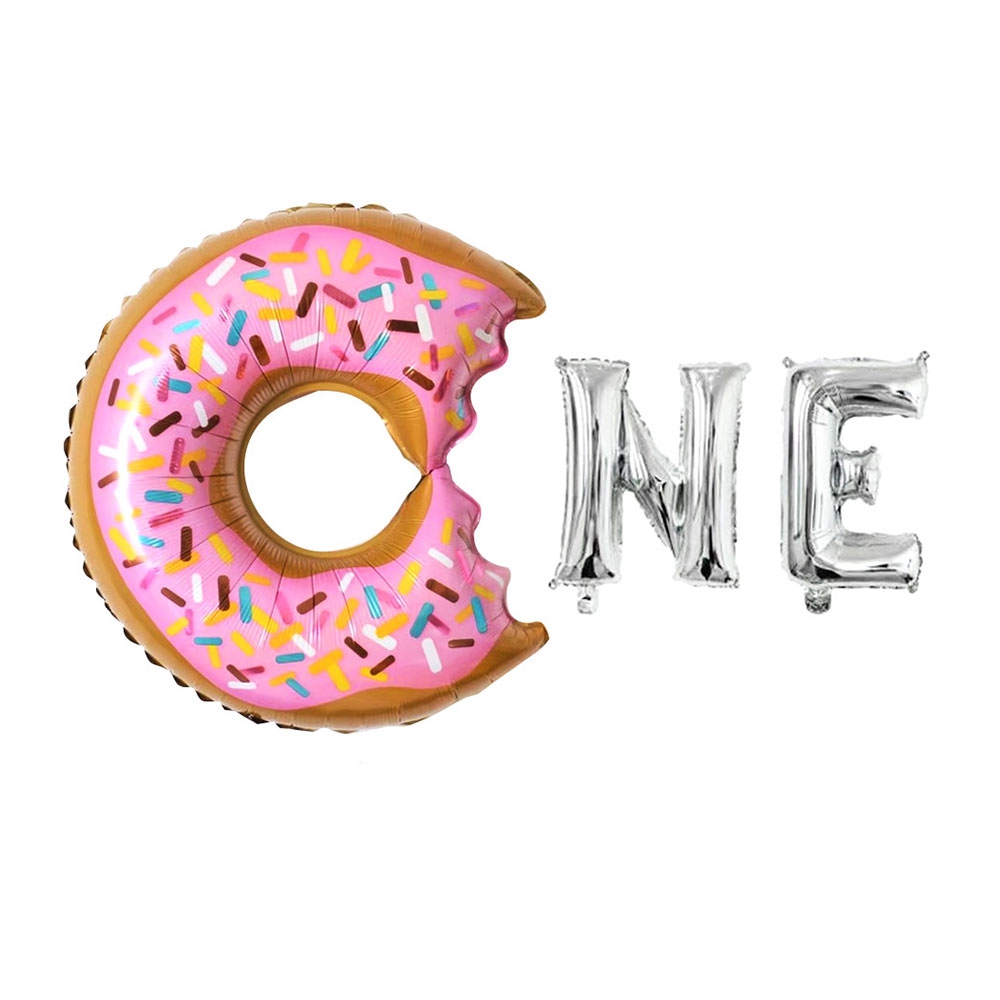 Image of (3-tlg. Set) Geburtstags Ballon Folien Luftballon Deko Donut - Silber bei Apfelkiste.ch
