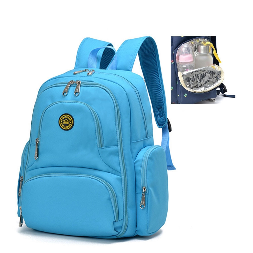 Baby Reise Rucksack (43cm) Wickeltasche Aufbewahrungsfächer für Windeln / Milchflasche / Kleidung / Spielzeug - Blau
