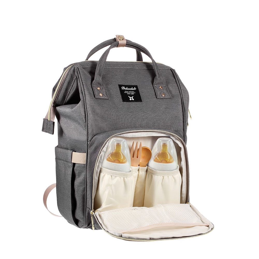 Baby Reise Rucksack (43cm) Wickeltasche Aufbewahrungsfächer für Windeln / Milchflasche / Kleidung / Spielzeug - Grau