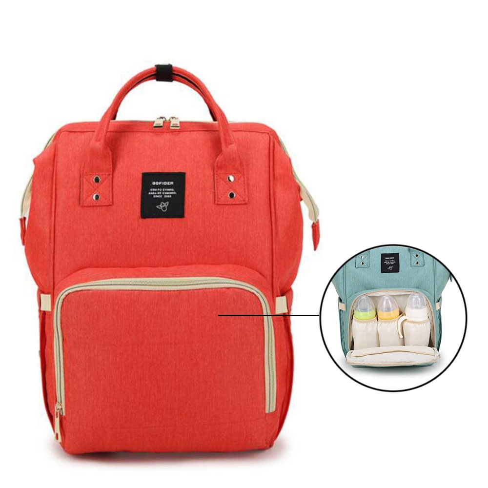 Baby Reise Rucksack (43cm) Wickeltasche Aufbewahrungsfächer für Windeln / Milchflasche / Kleidung / Spielzeug - Rot