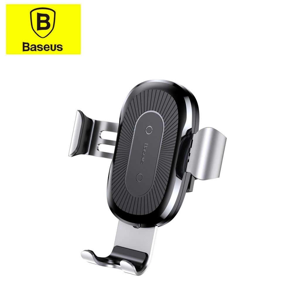 10W Qi Wireless Fast Charge Auto KFZ Halterung Ladegerät + Lüftungsgitter Befestigung (Air Frame) - Silber