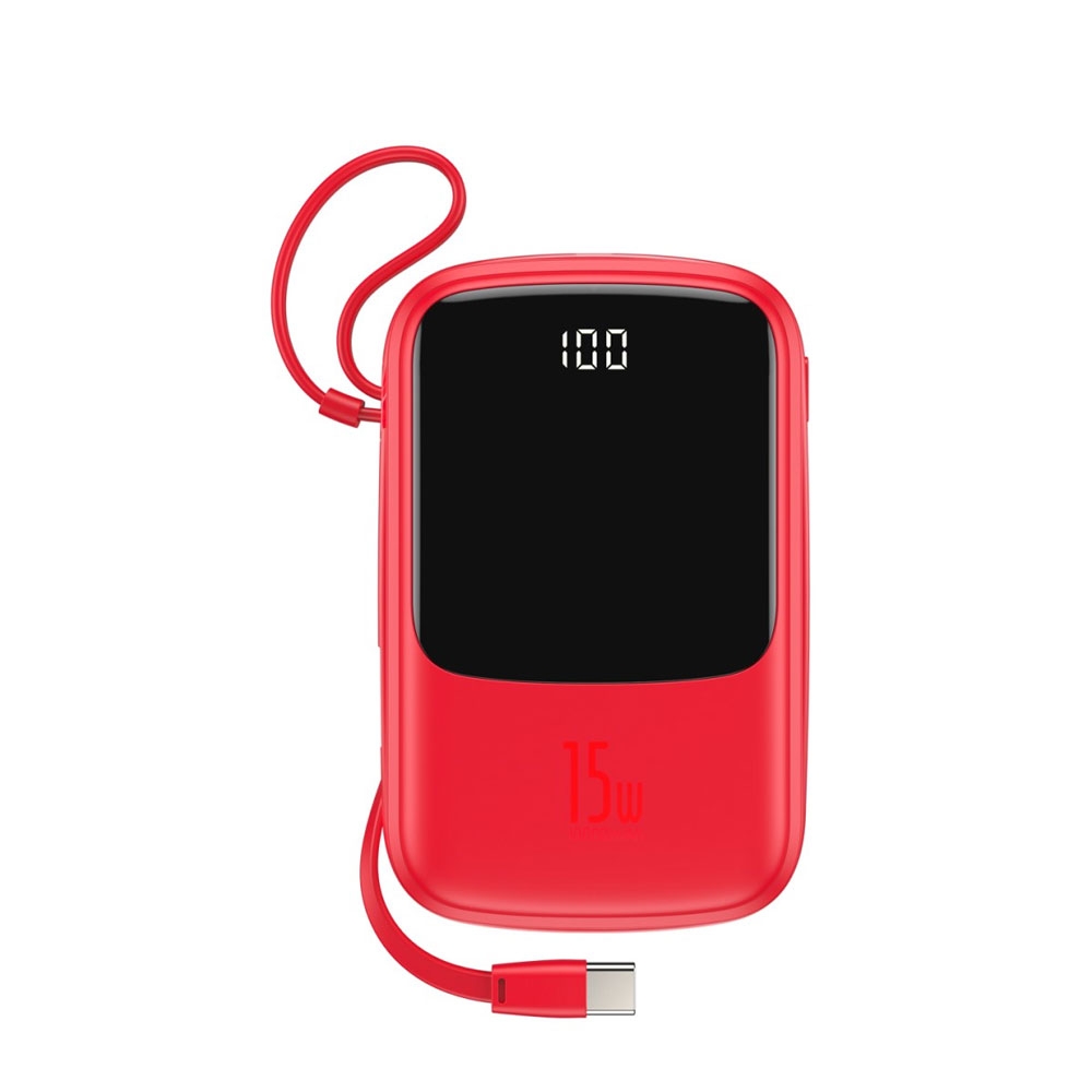 Image of Baseus - 15W (3A) Dual USB 10000mAh Fast Charge / USB C / Lightning Power Bank LED Anzeige - Rot bei Apfelkiste.ch