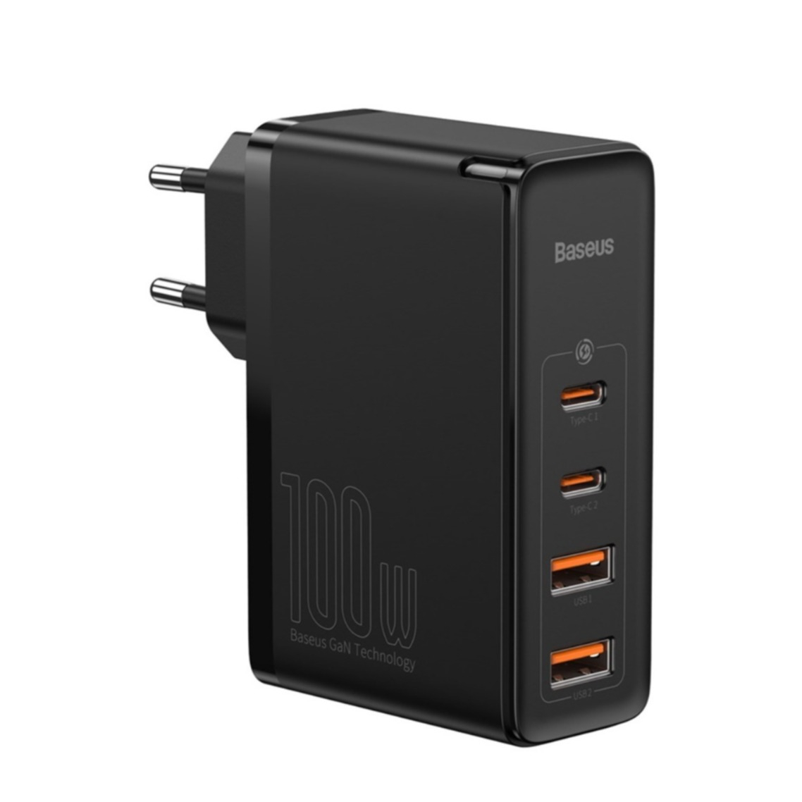 Image of Baseus - 2x USB C (PD 3.0) 2x USB (QC 3.0) GaN2 Pro 100W / 5A Fast Charge Ladegerät Power Delivery - Schwarz bei Apfelkiste.ch
