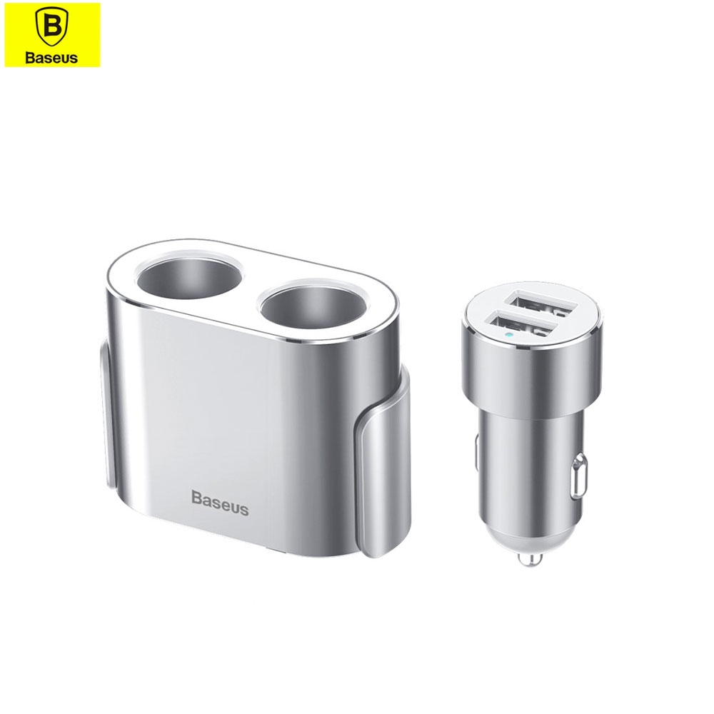 100W Dual USB Auto KFZ 2-fach Verteiler für Zigarettenanzünder mit 3.1A (58 cm) - Silber