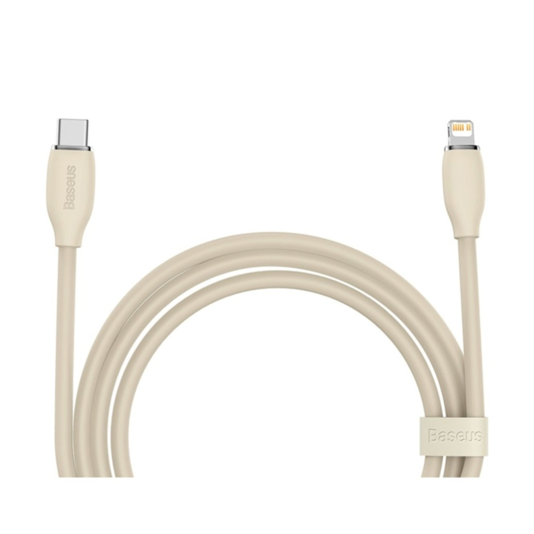 Image of Baseus - (2m) 20W Jelly USB C auf Lightning Silikon Ladekabel Fast Charging Datenkabel - Beige bei Apfelkiste.ch