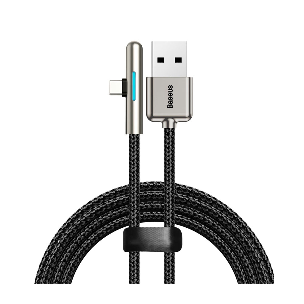 Image of Baseus - (1m / 4A) USB C auf USB A 40W Gaming Ladekabel Datenkabel 90 Grad-Winkel mit LED Beleuchtung - Schwarz bei Apfelkiste.ch