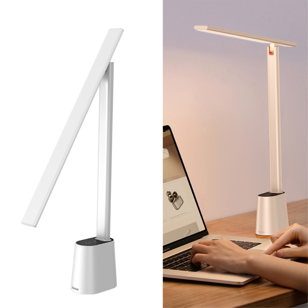 Image of Baseus - (5V/5W) Klappbare LED Schreibtisch Lese Lampe mit Touch Control + 3 Farb Modi (Akku 2200mAh) - Weiss bei Apfelkiste.ch