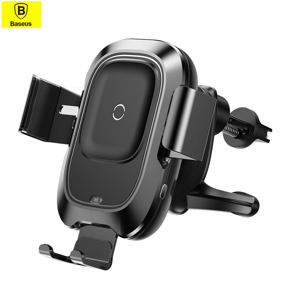 Qi Wireless Fast Charge Auto KFZ Halterung Ladegerät 10W + Lüftungsgitter Befestigung mit Automatik Infrarotsensor - Schwarz