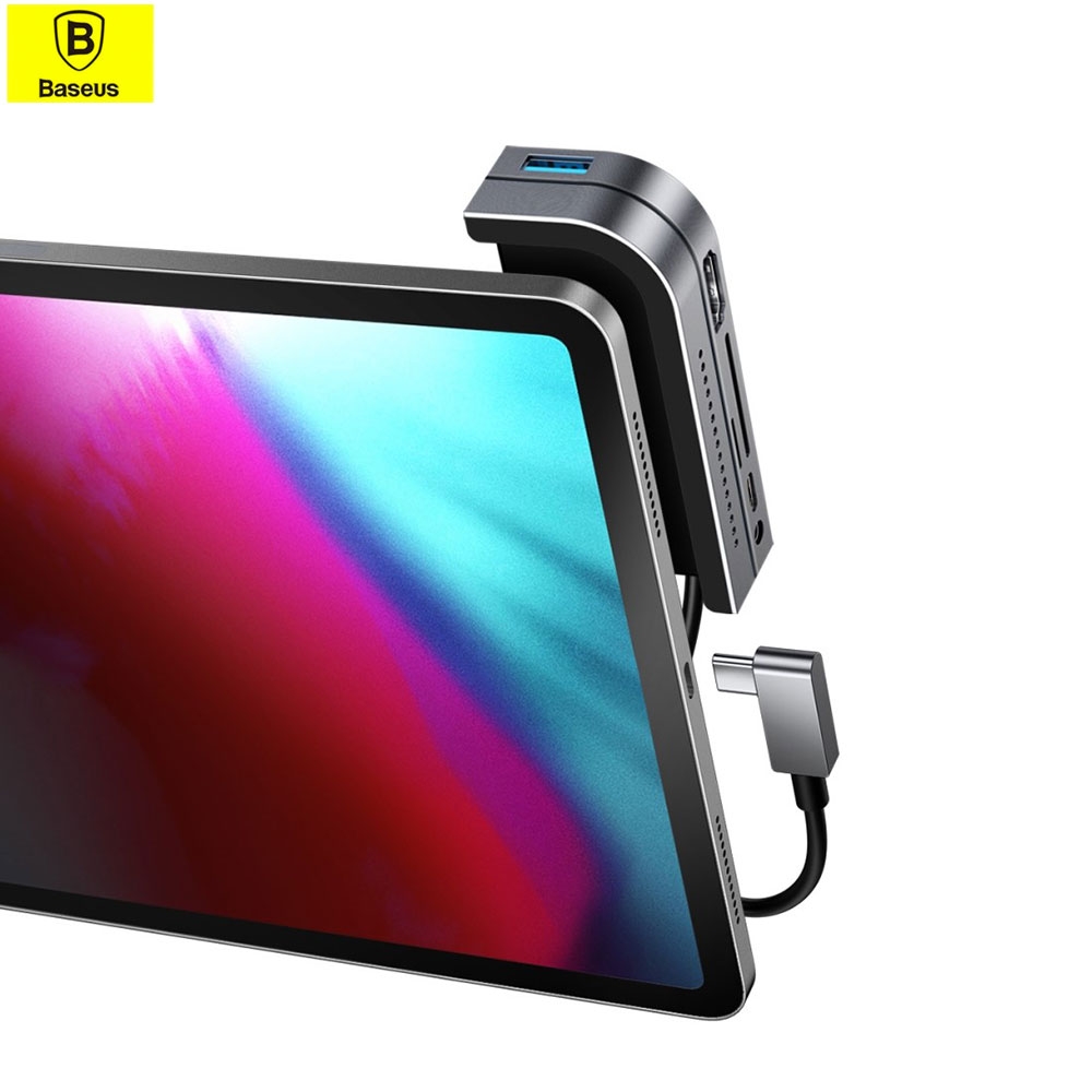 Aufsteckbarer USB C Multiport Adapter mit USB C / 4K HDMI @30Hz / SD & Micro SD Card Reader / USB 3.0 / 3.5mm Klinke - Dunkelgrau (Space