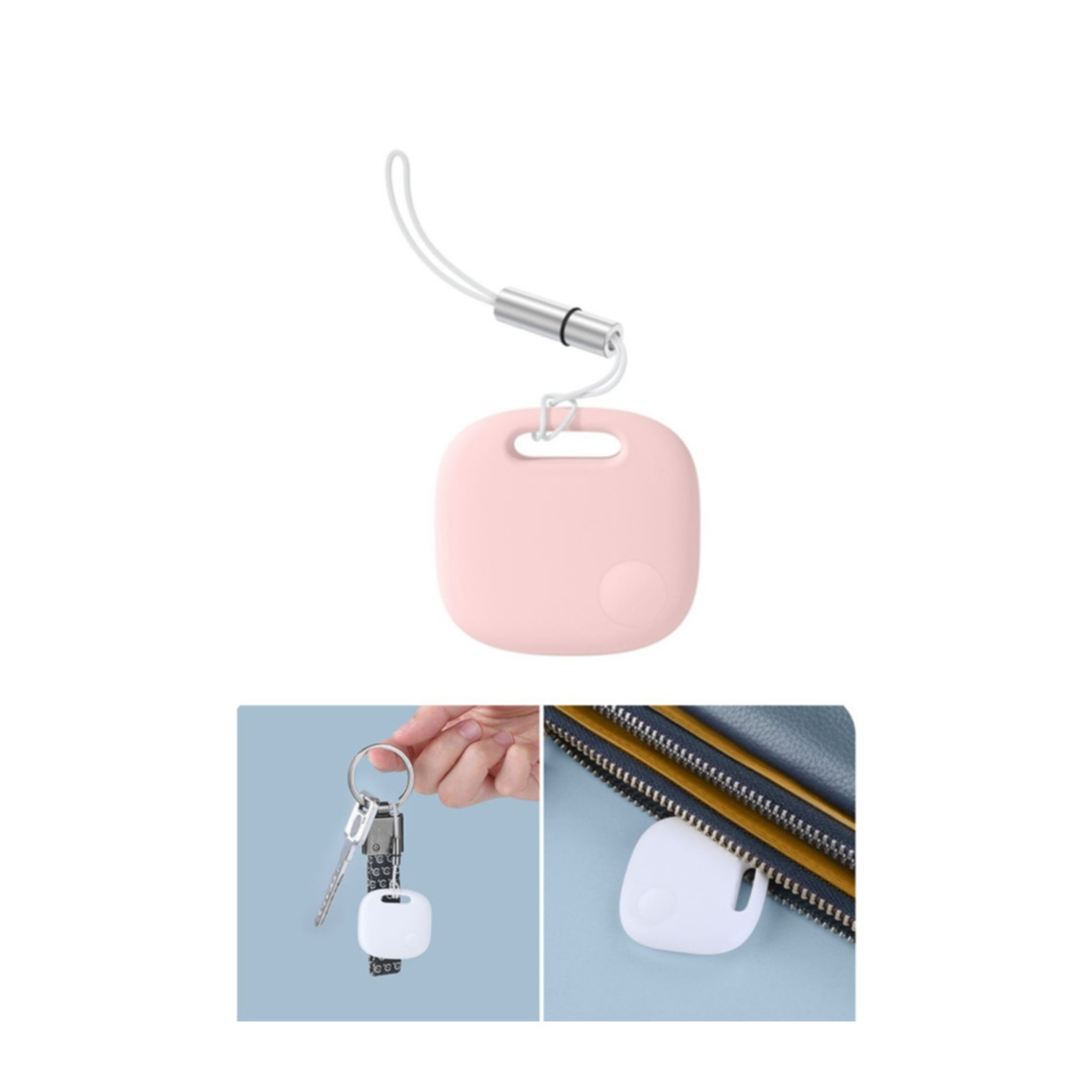 Image of Baseus - T2 Pro Bluetooth Keyfinder Smart Tracker mit Zwei-Wege Alarm für iOS / Android (Batteriebetrieben) + Schlaufe - Rosa bei Apfelkiste.ch