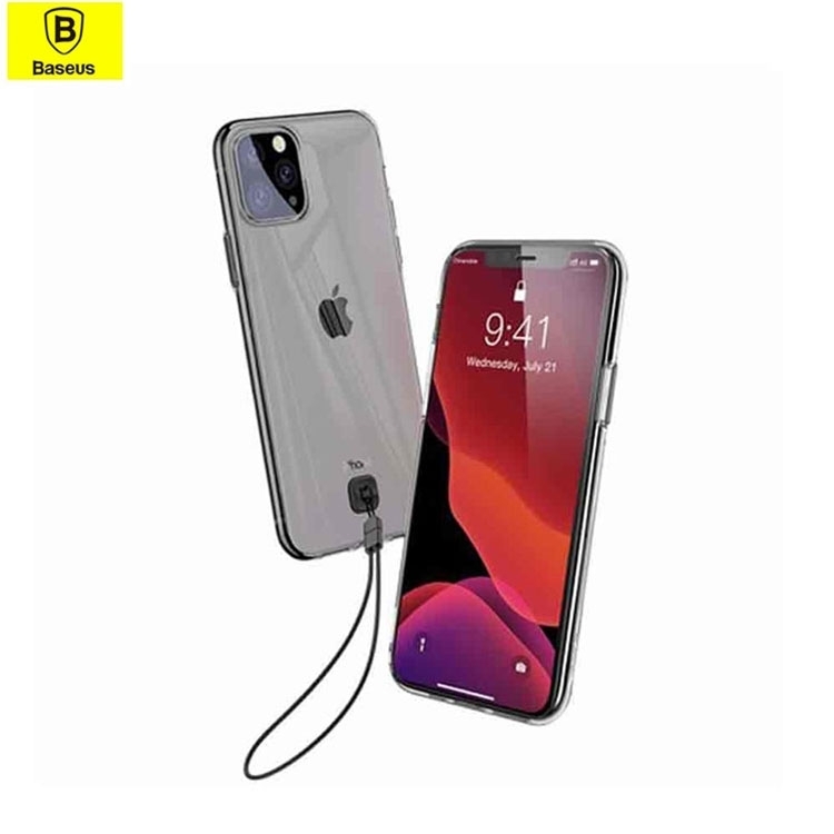 iPhone 11 Pro Max Case Gummi Hülle mit Handschlaufe - Transparent / Schwarz