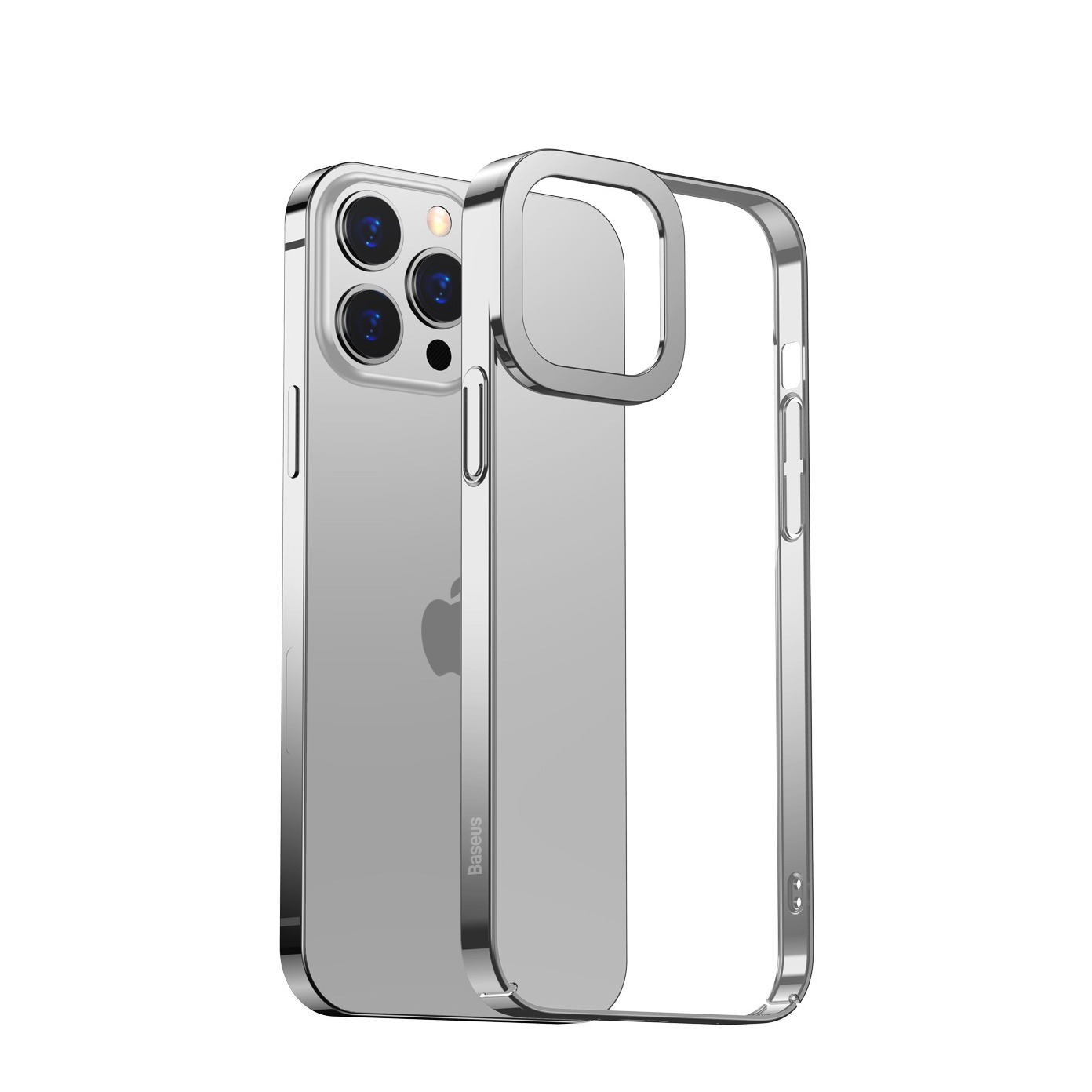 Image of Baseus - iPhone 13 Pro Max Hardcase Hülle Anti-Fingerprint + Galvanisierter Rahmen - Silber / Transparent bei Apfelkiste.ch