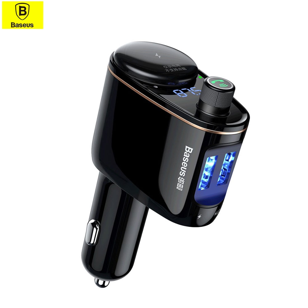 KFZ FM Audio Transmitter Bluetooth 4.2 Freisprecheinrichtung + 3.4A Dual USB Ladeport - Schwarz