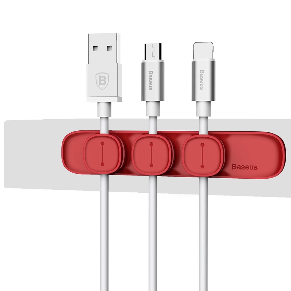Image of Baseus - (3er Set) Magnet Kabel Clips Halterung Klemmen - Rot bei Apfelkiste.ch