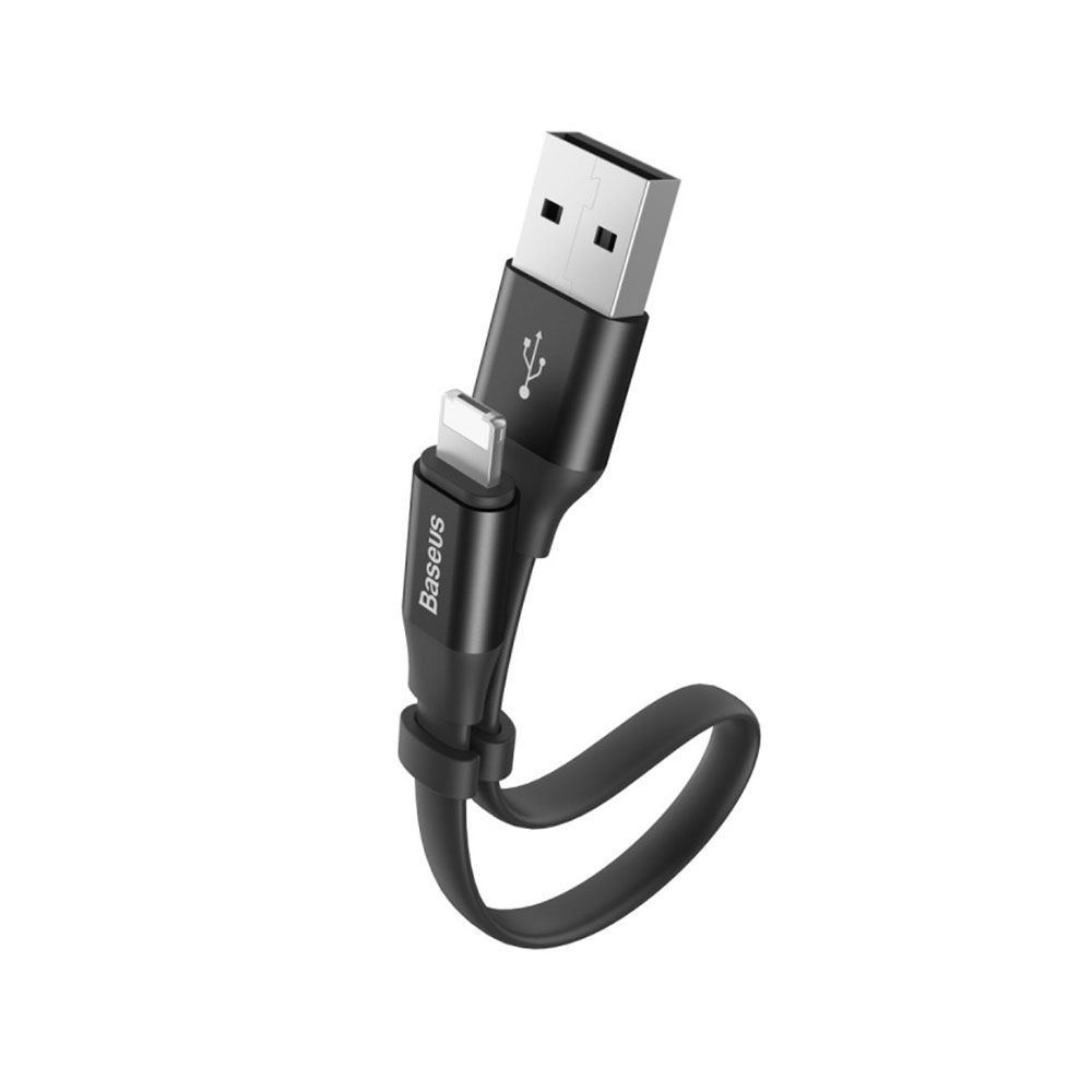 Image of Baseus - (23cm) 2in1 Lightning + Micro USB Flachband Mini Ladekabel 2A - Schwarz bei Apfelkiste.ch