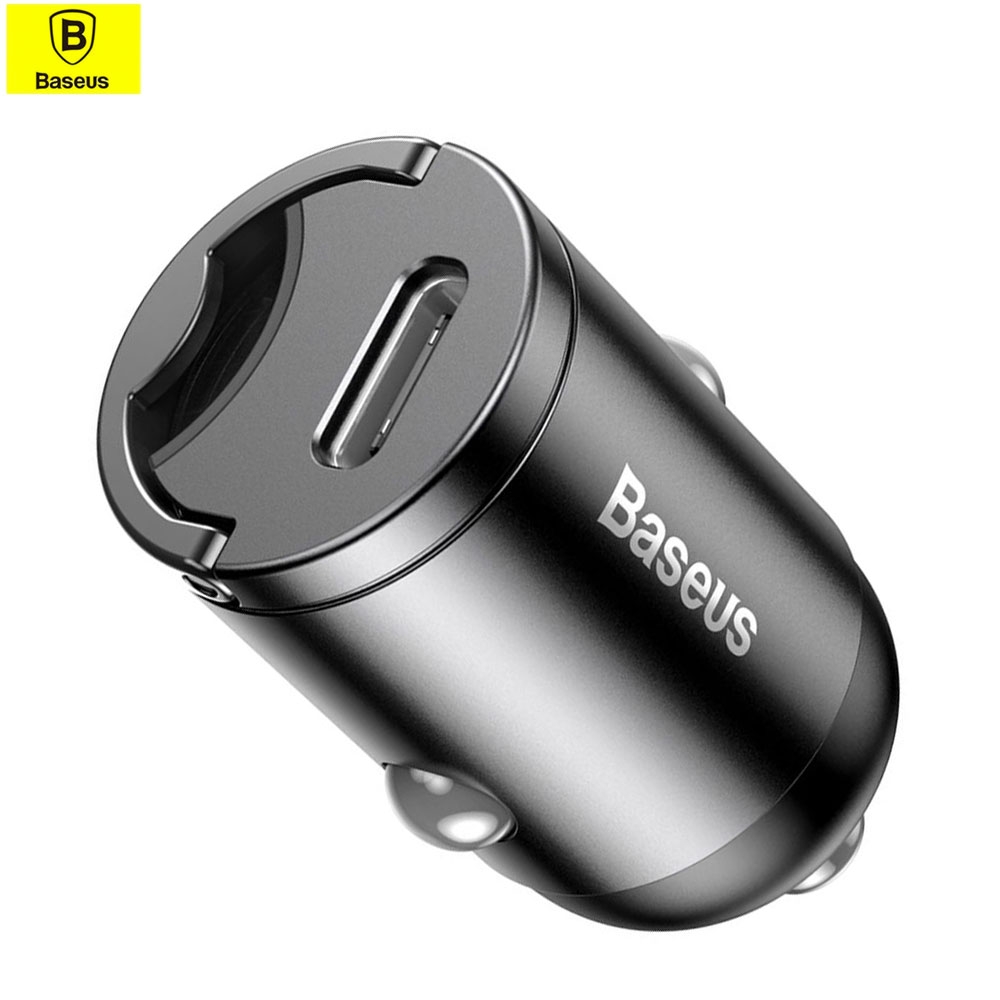 Mini Aluminium 30W (4.5A) Universal USB C KFZ Auto Ladegerät mit Power Delivery 3.0 + Quick Charge 4.0 - Dunkelgrau