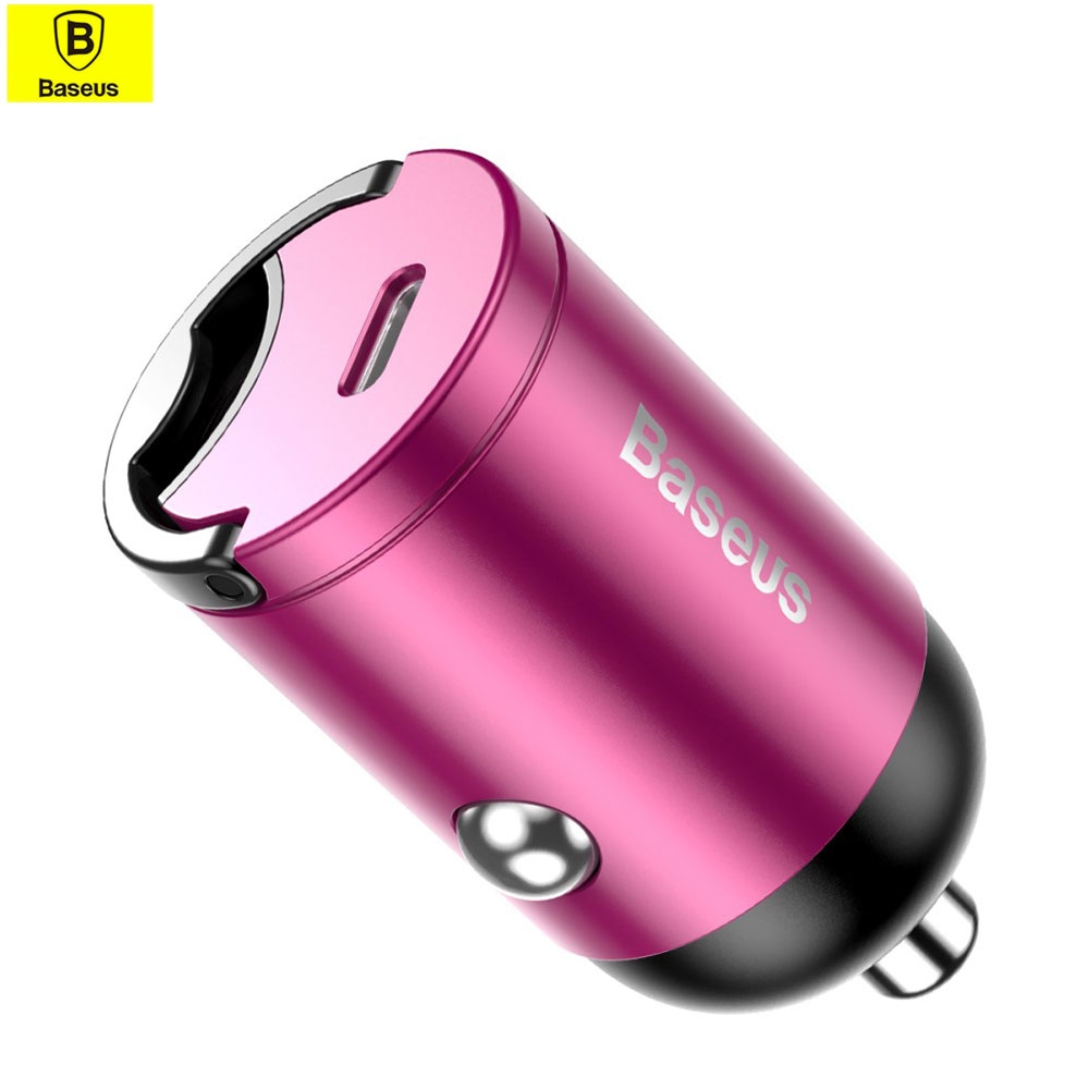 Mini Aluminium 30W (4.5A) Universal USB C KFZ Auto Ladegerät mit Power Delivery 3.0 + Quick Charge 4.0 - Pink